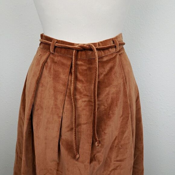 Vintage dark tan velvet pleated A line skirt - Picture 8 of 8